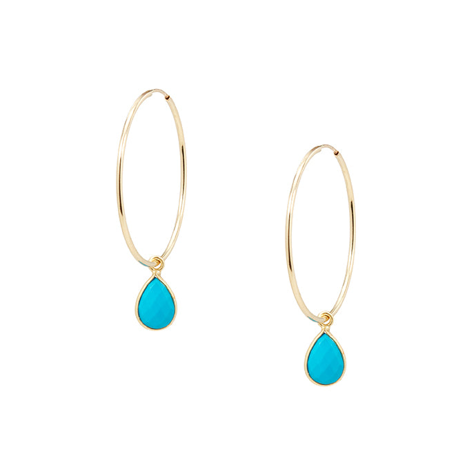 Gold turquoise online hoop earrings